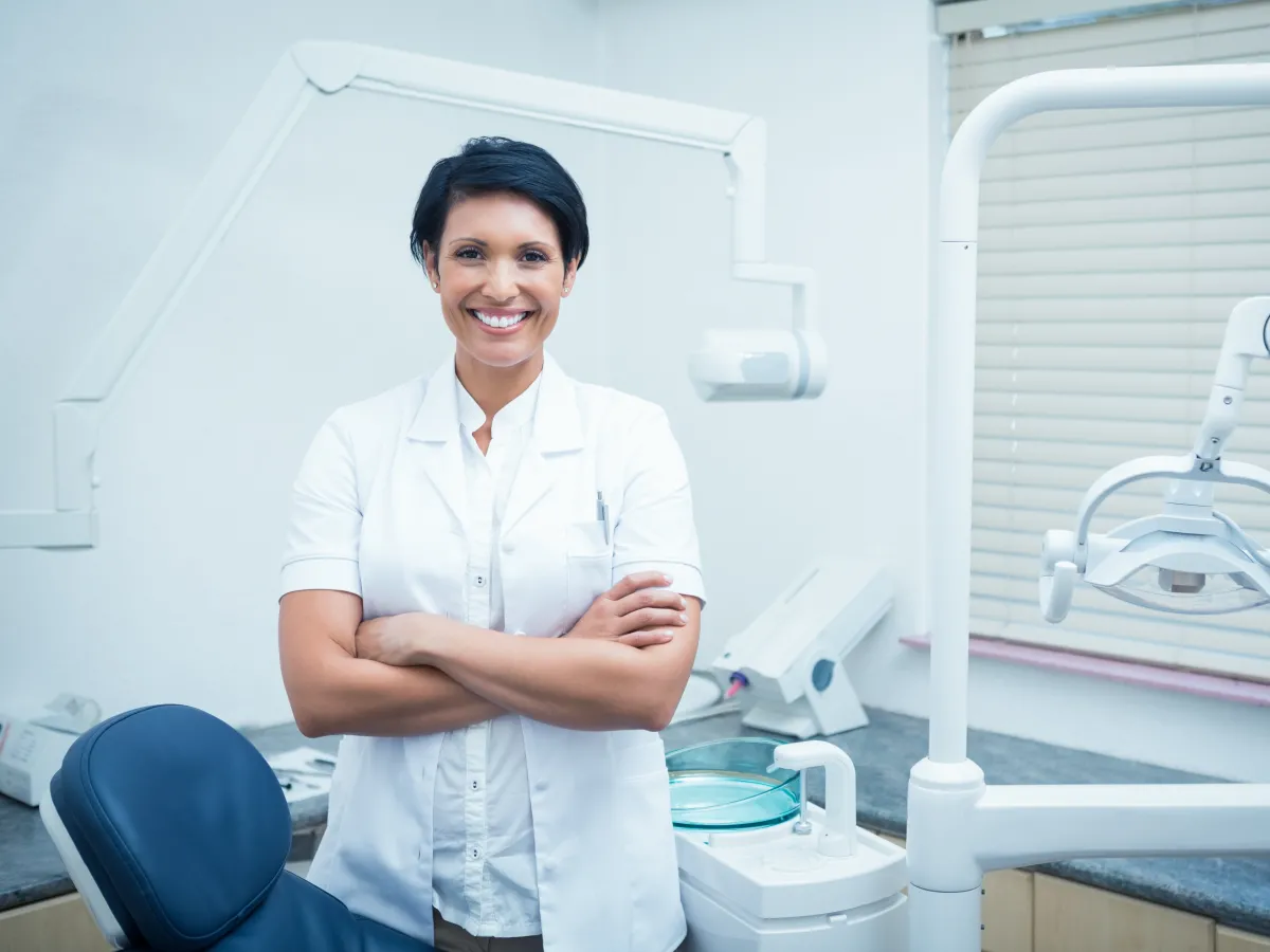 female dentist smiling