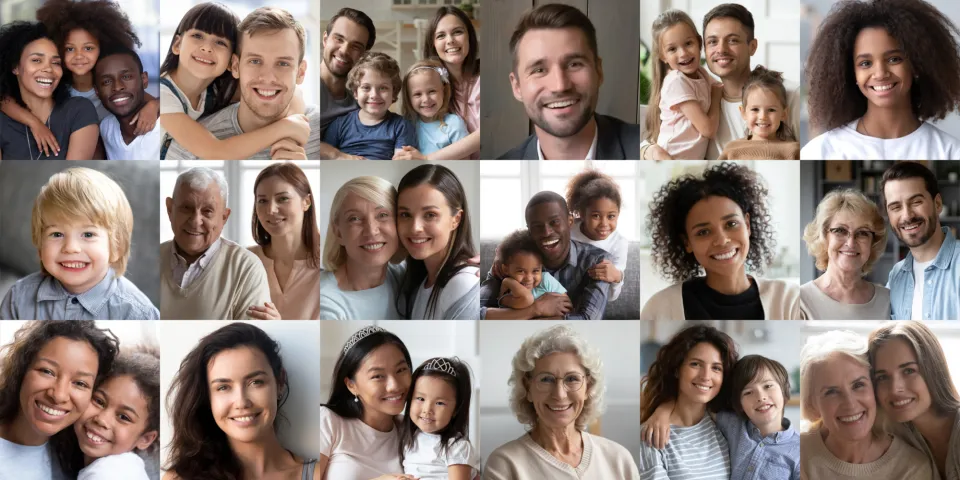 collage of multiple people smiling